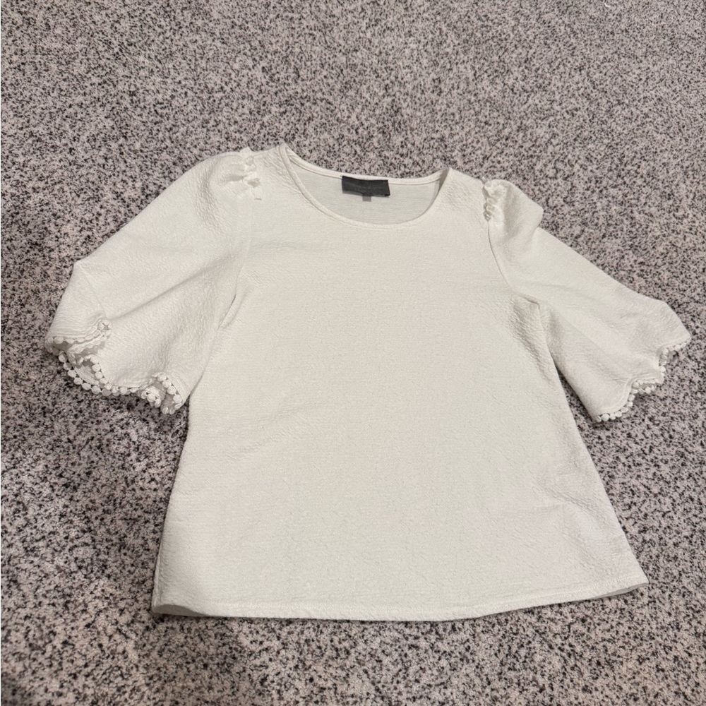 Anthropologie- Sunday in Brooklyn White Blouse with Delicate Trim. XS.